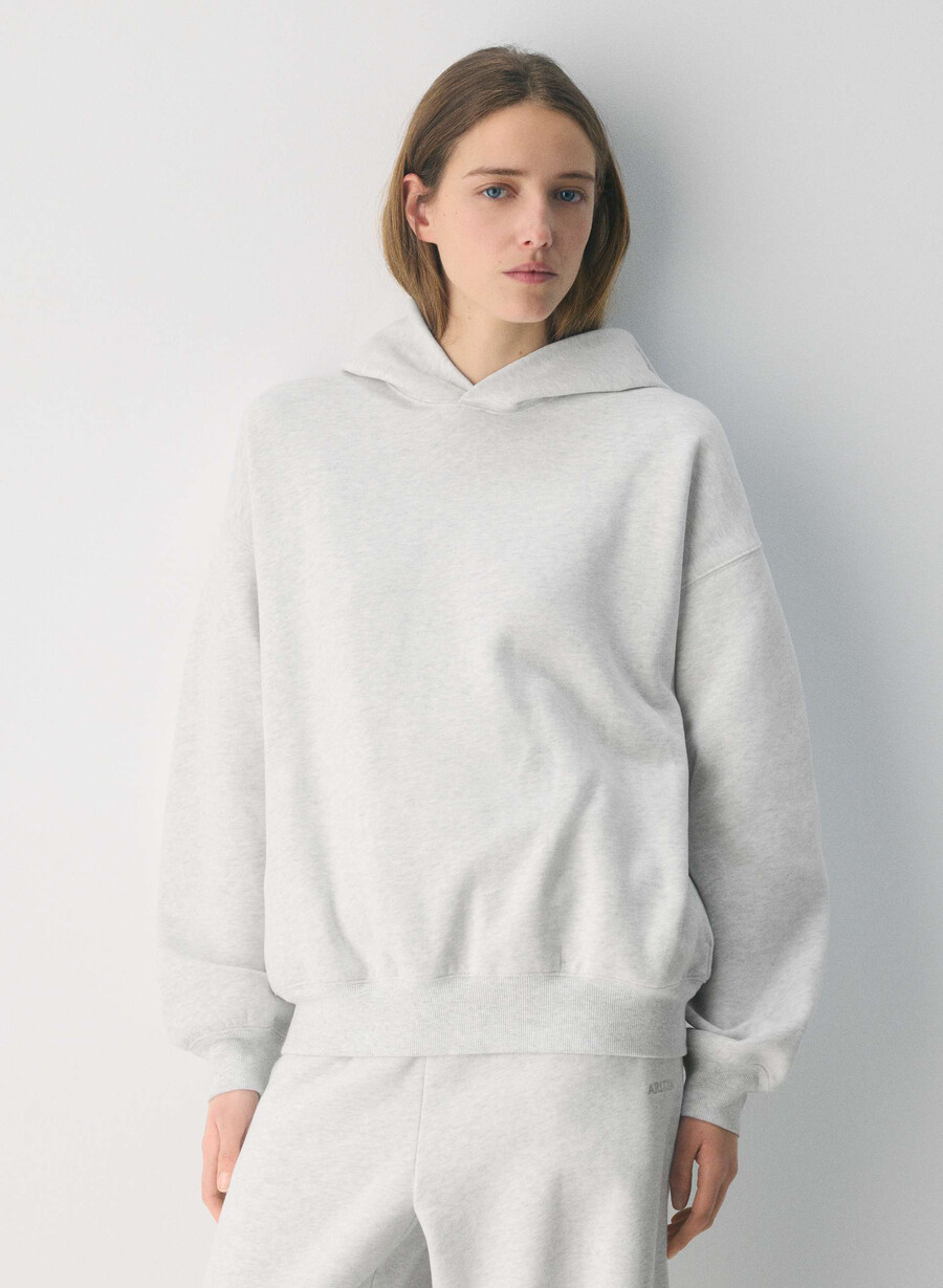felpa con cappuccio cozy sweatfleece mega heather cloud white