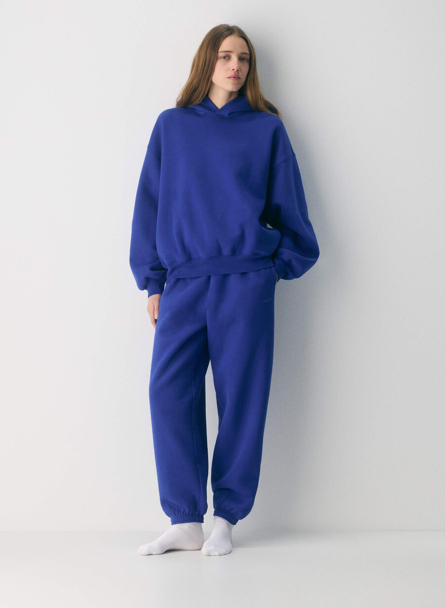 felpa con cappuccio cozy sweatfleece mega blau