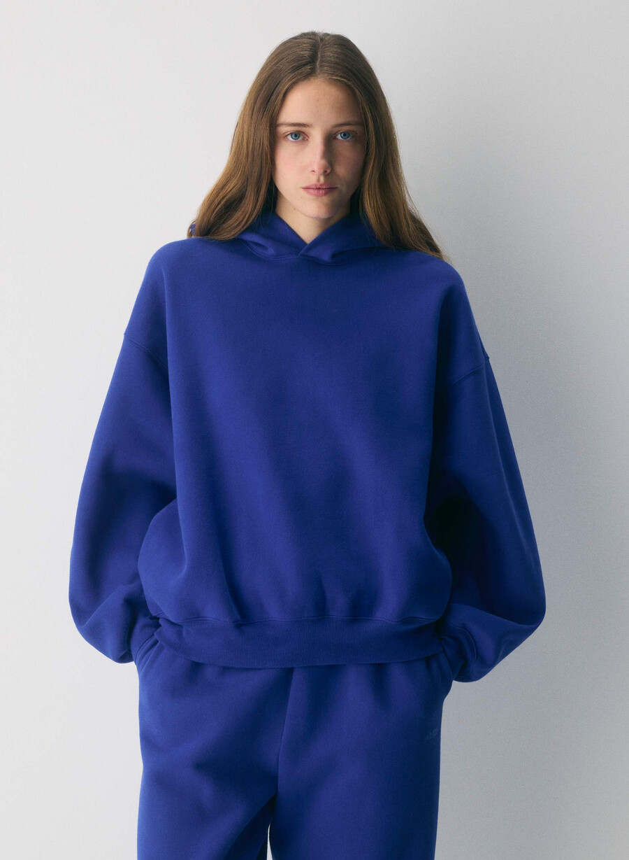 felpa con cappuccio cozy sweatfleece mega blau