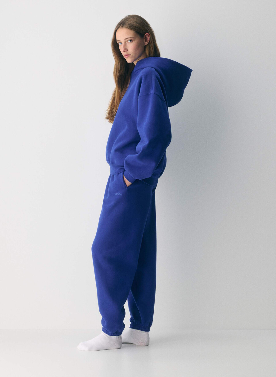 felpa con cappuccio cozy sweatfleece mega blau