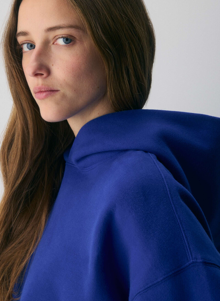 felpa con cappuccio cozy sweatfleece mega blau