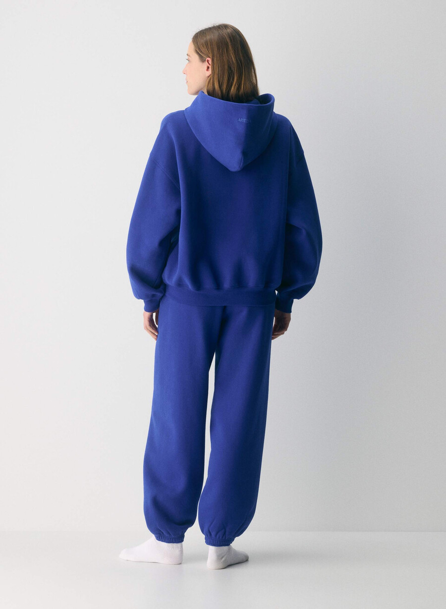 felpa con cappuccio cozy sweatfleece mega blau