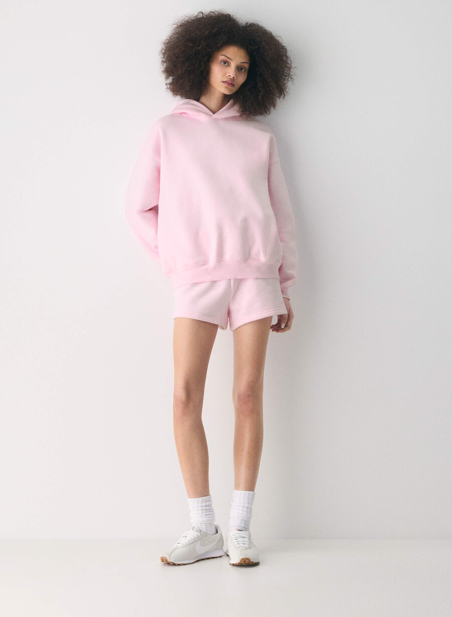 felpa con cappuccio mega cozy sweatfleece villa pink