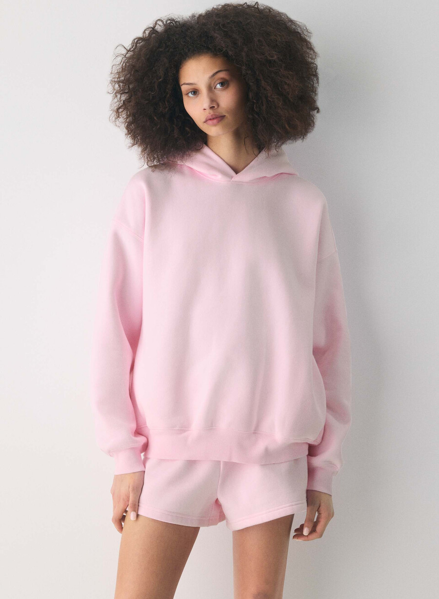 felpa con cappuccio mega cozy sweatfleece villa pink