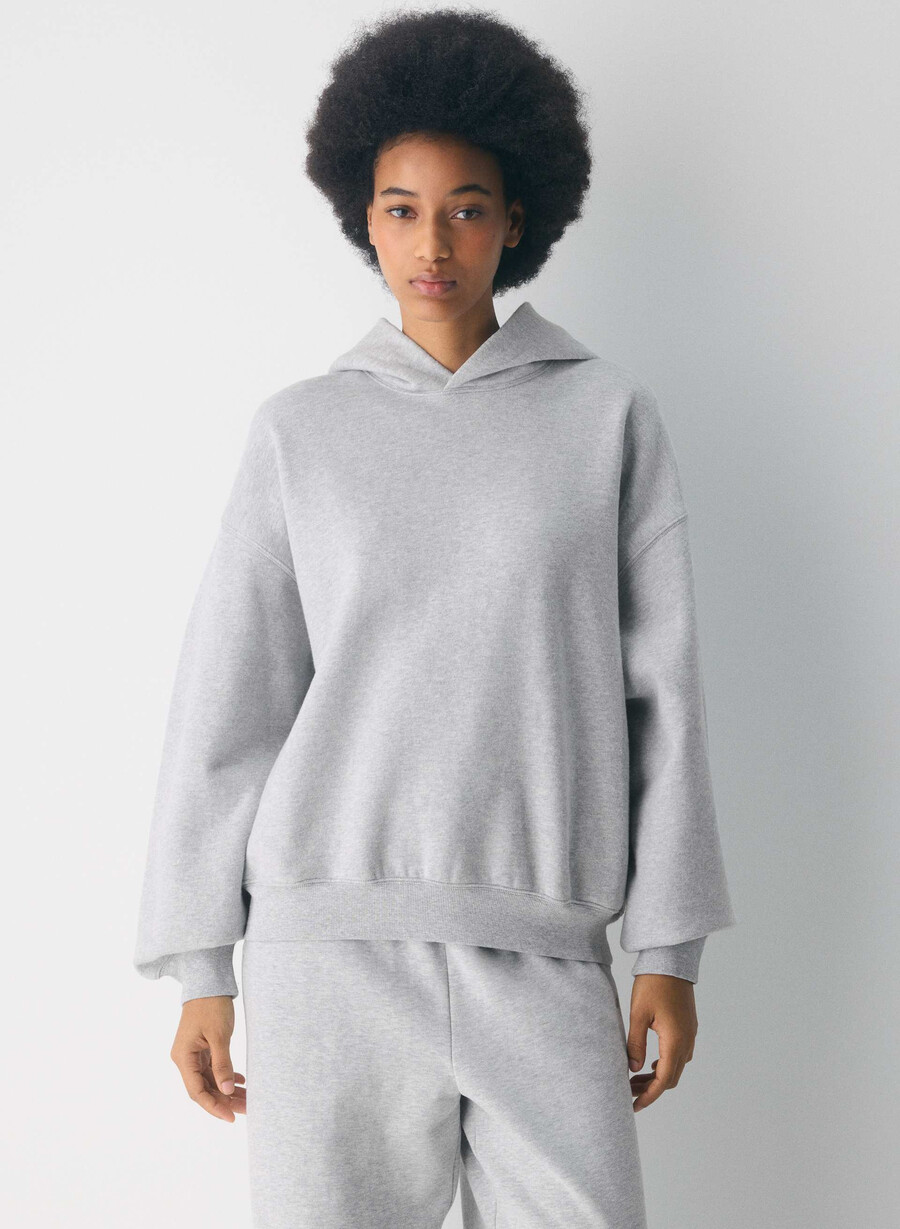 felpa con cappuccio cozy sweatfleece mega heather chrome