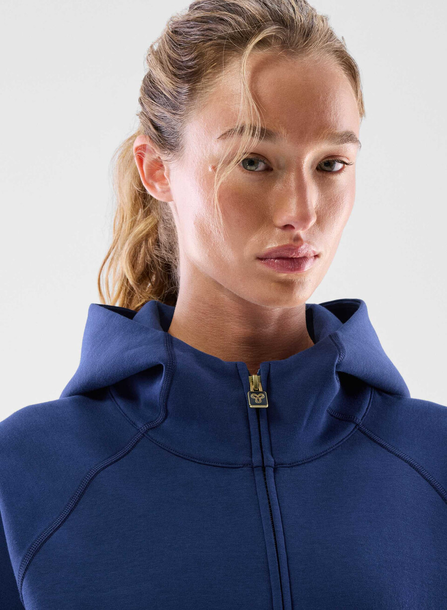 felpa con cappuccio e zip alta formafleece oxygen cordovan