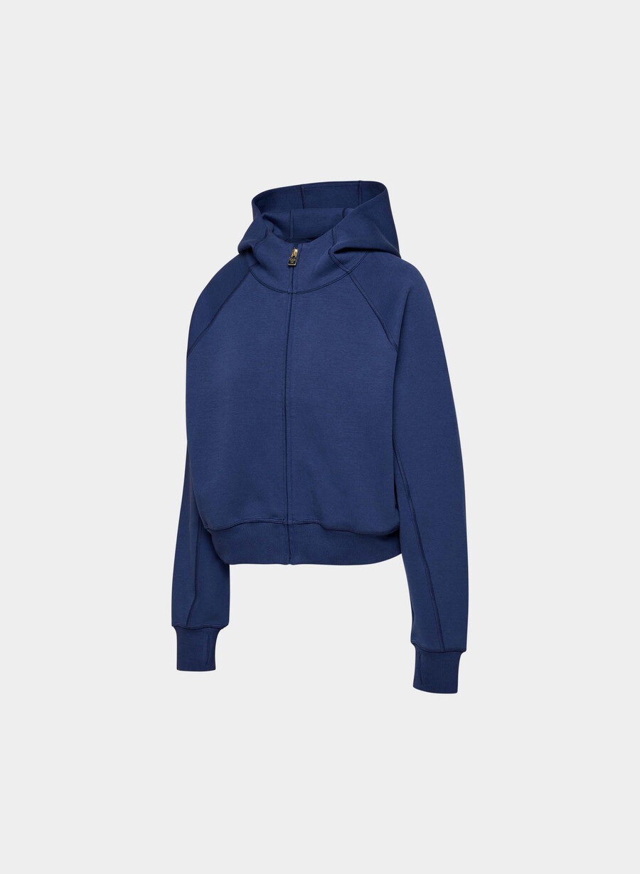 felpa con cappuccio e zip alta formafleece oxygen cordovan