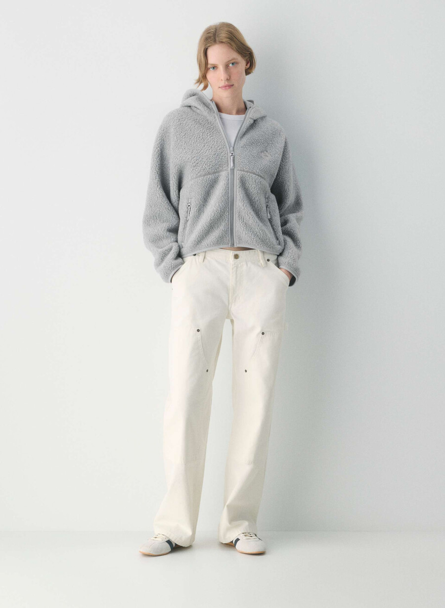 felpa con cappuccio e zip a vita alta polartec thermal pro heather athletic gre