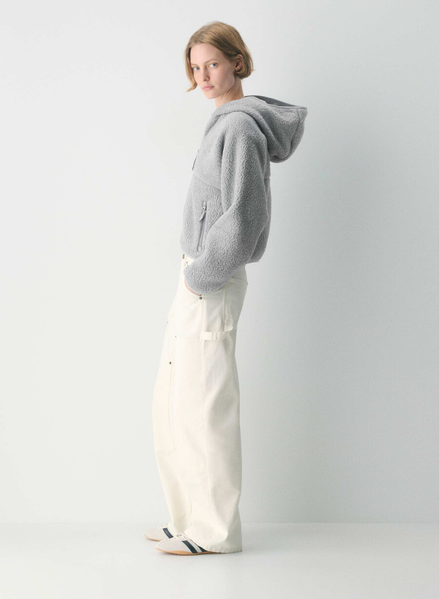 felpa con cappuccio e zip a vita alta polartec thermal pro heather athletic gre