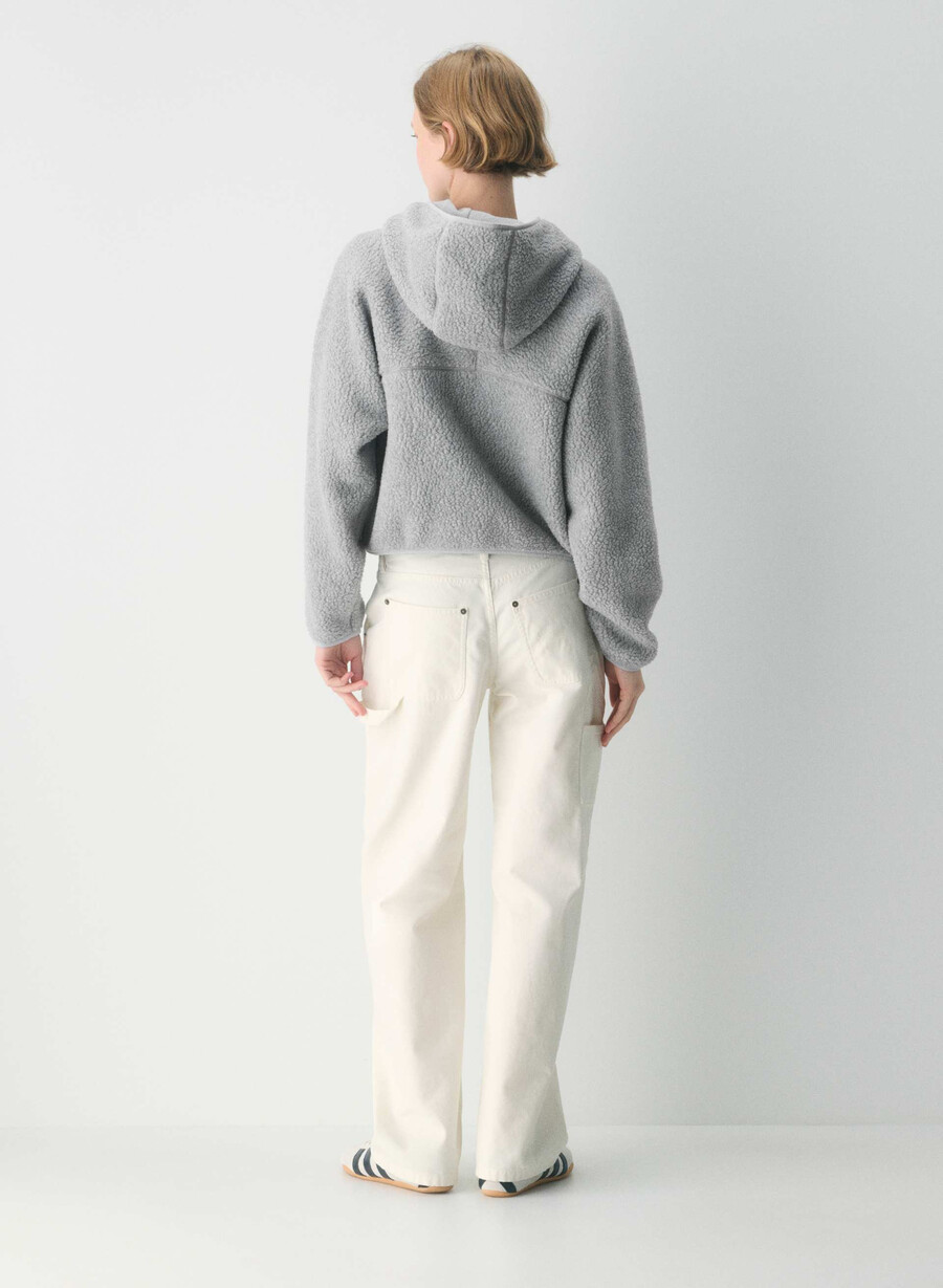 felpa con cappuccio e zip a vita alta polartec thermal pro heather athletic gre