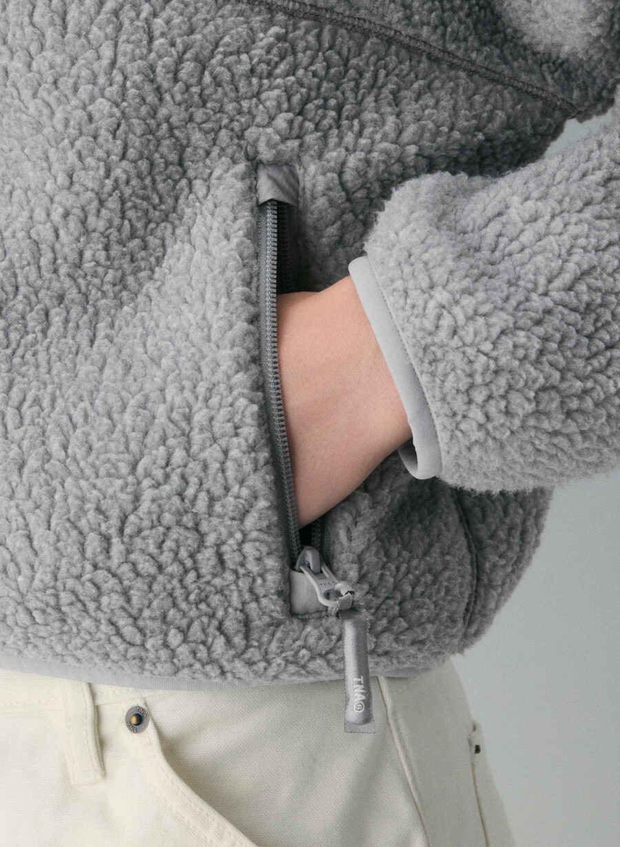 felpa con cappuccio e zip a vita alta polartec thermal pro heather athletic gre