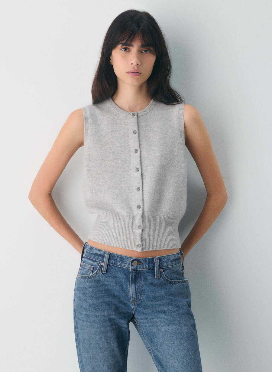 shirley maglia gilet in lana e cashmere nero