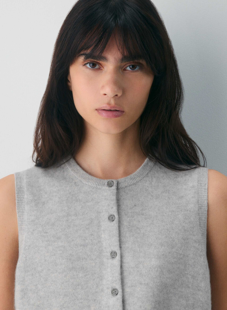 shirley maglia gilet in lana e cashmere nero