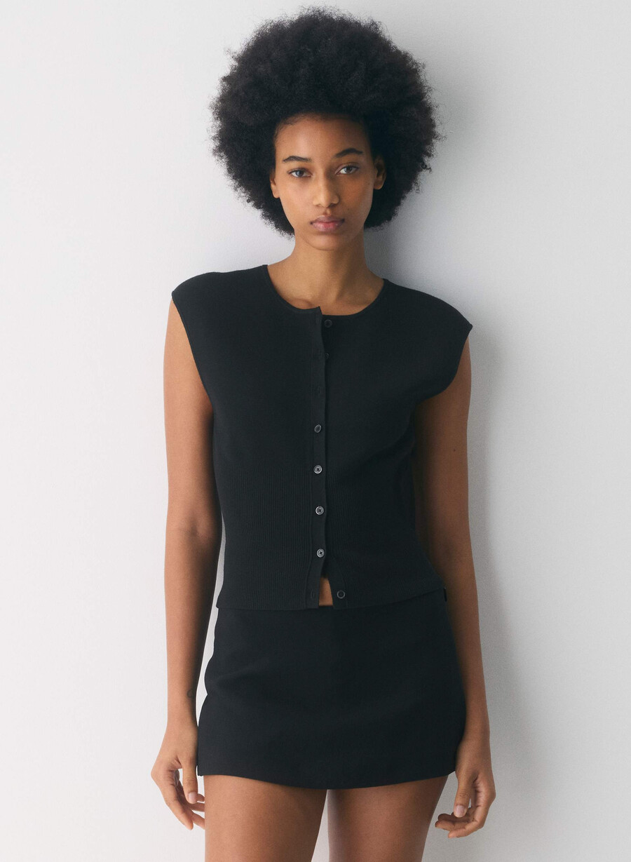 cardigan senza maniche golightly - wonder yarn nero