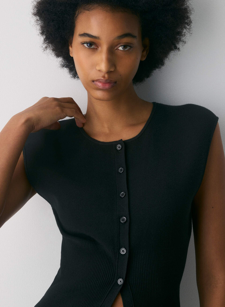 cardigan senza maniche golightly - wonder yarn nero