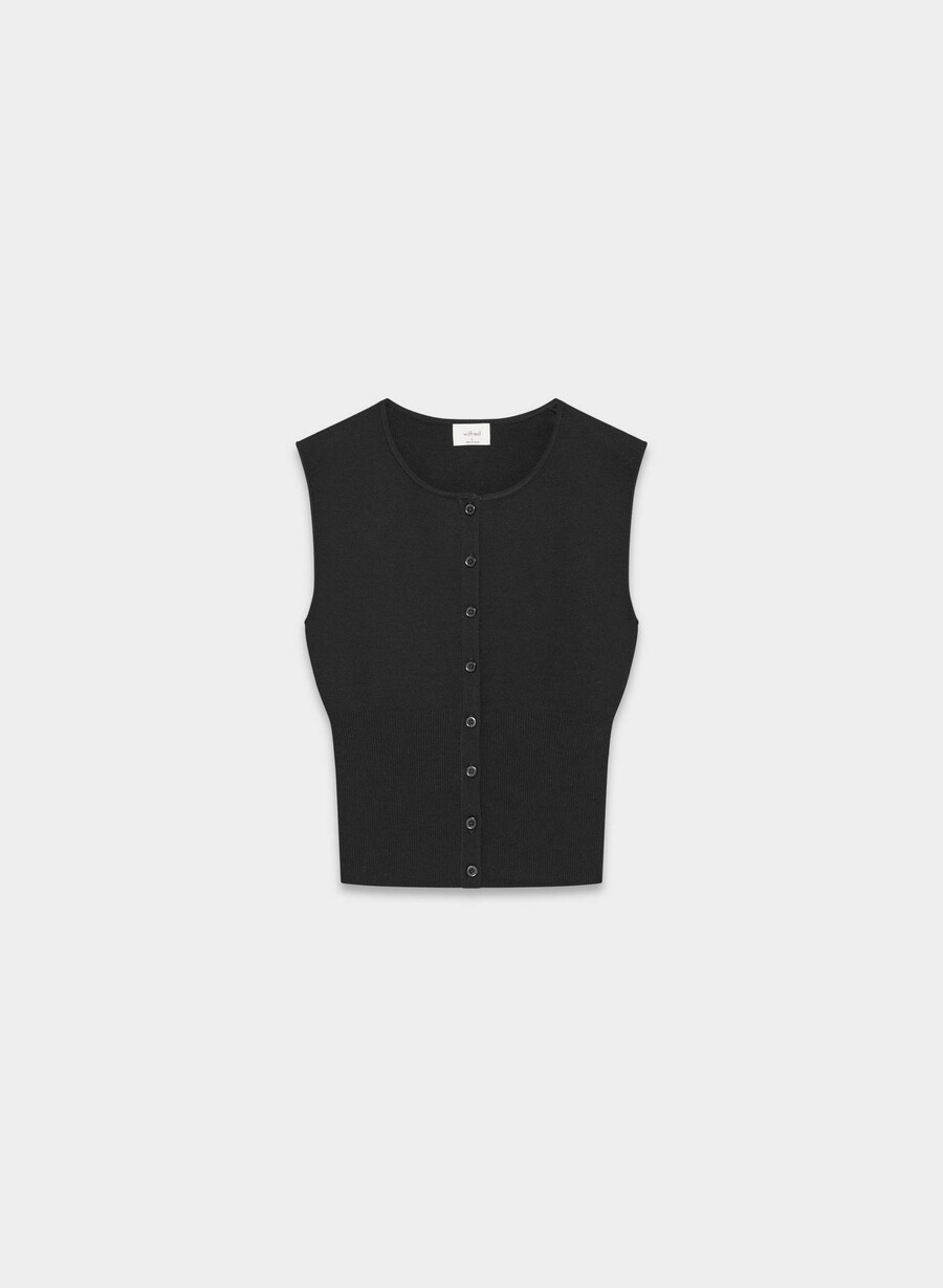 cardigan senza maniche golightly - wonder yarn nero