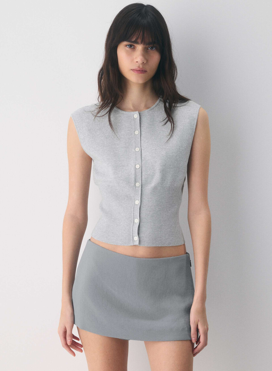 cardigan senza maniche golightly - wonder yarn heather chrome