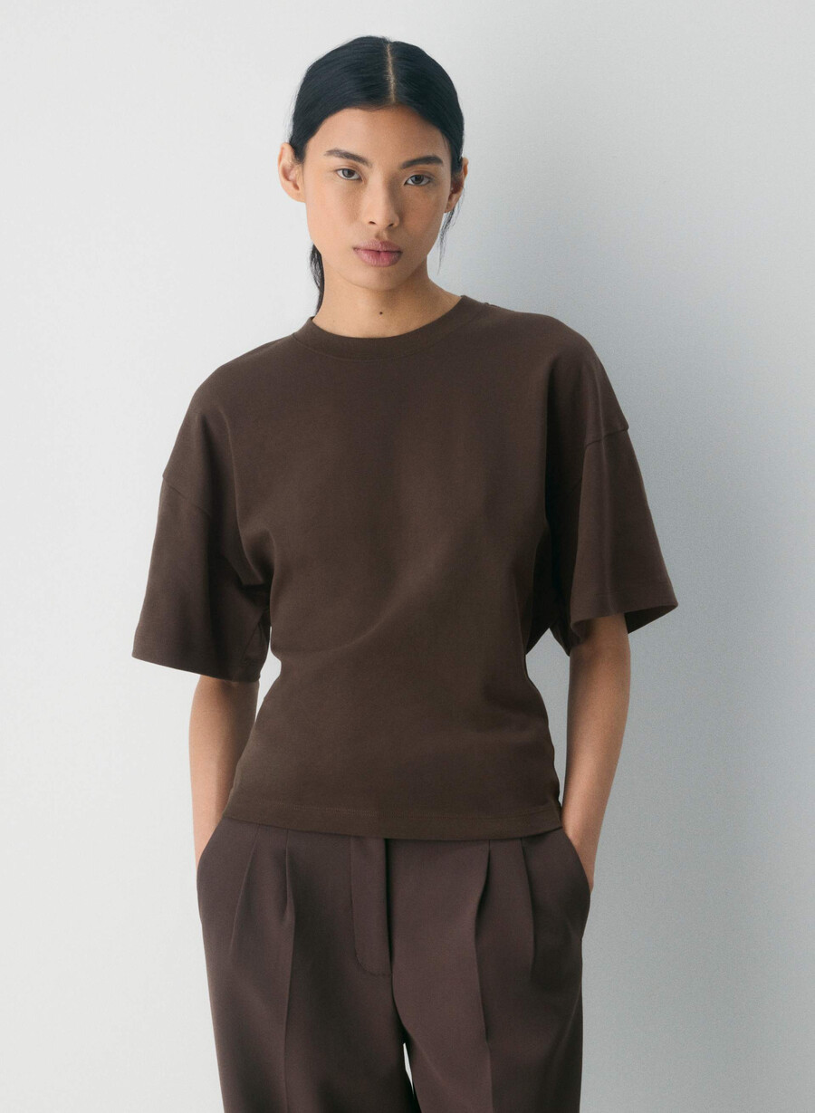 t-shirt barclay in cotone interlock color marrone moka intenso
