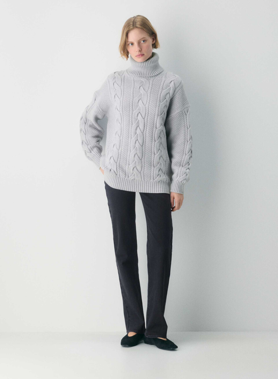 dolcevita in lana merino heritage knit heather chrome
