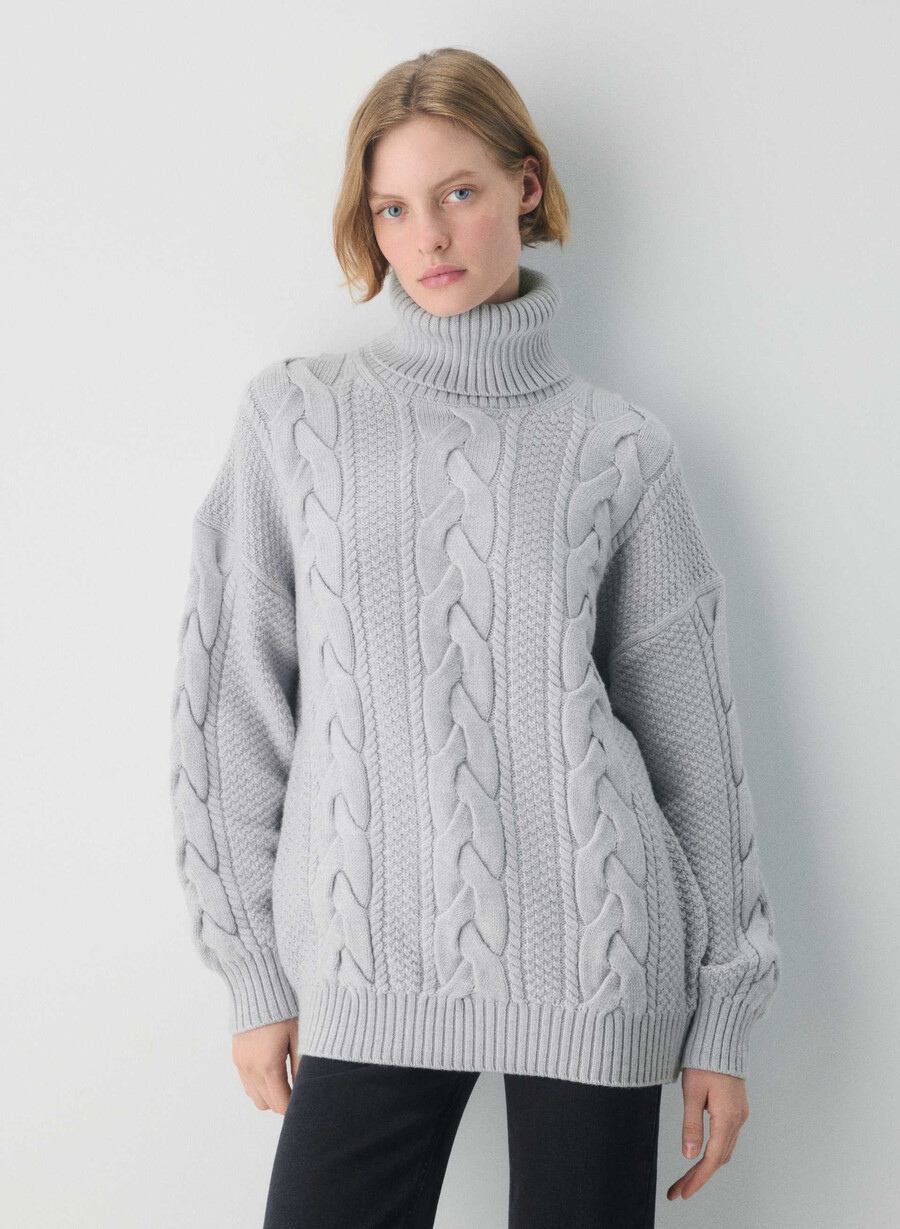dolcevita in lana merino heritage knit heather chrome