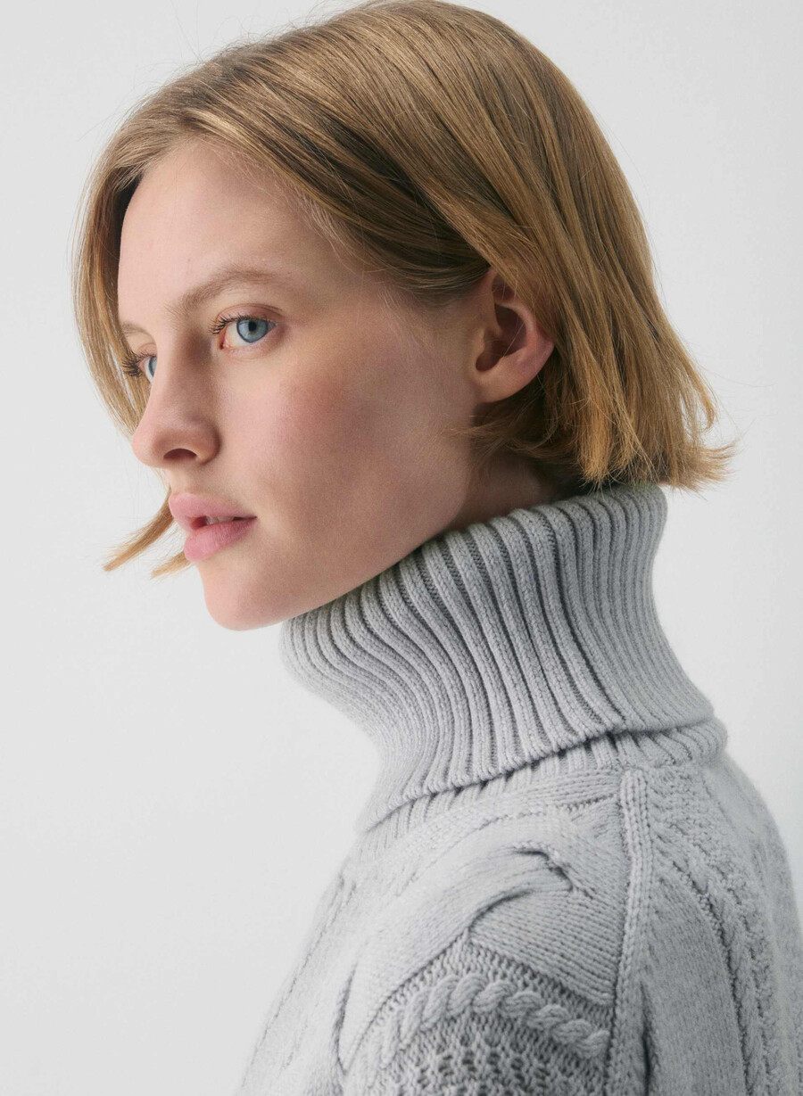 dolcevita in lana merino heritage knit heather chrome