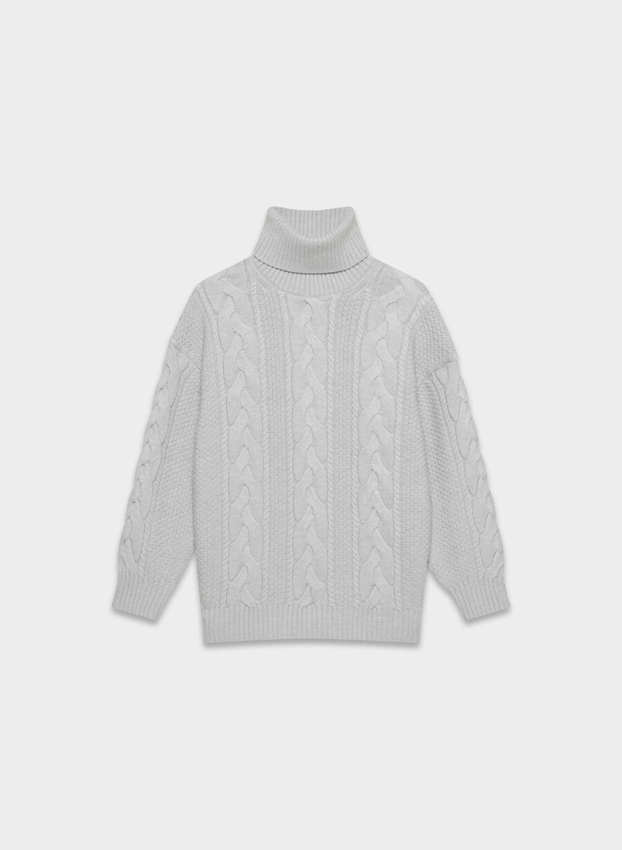 dolcevita in lana merino heritage knit heather chrome