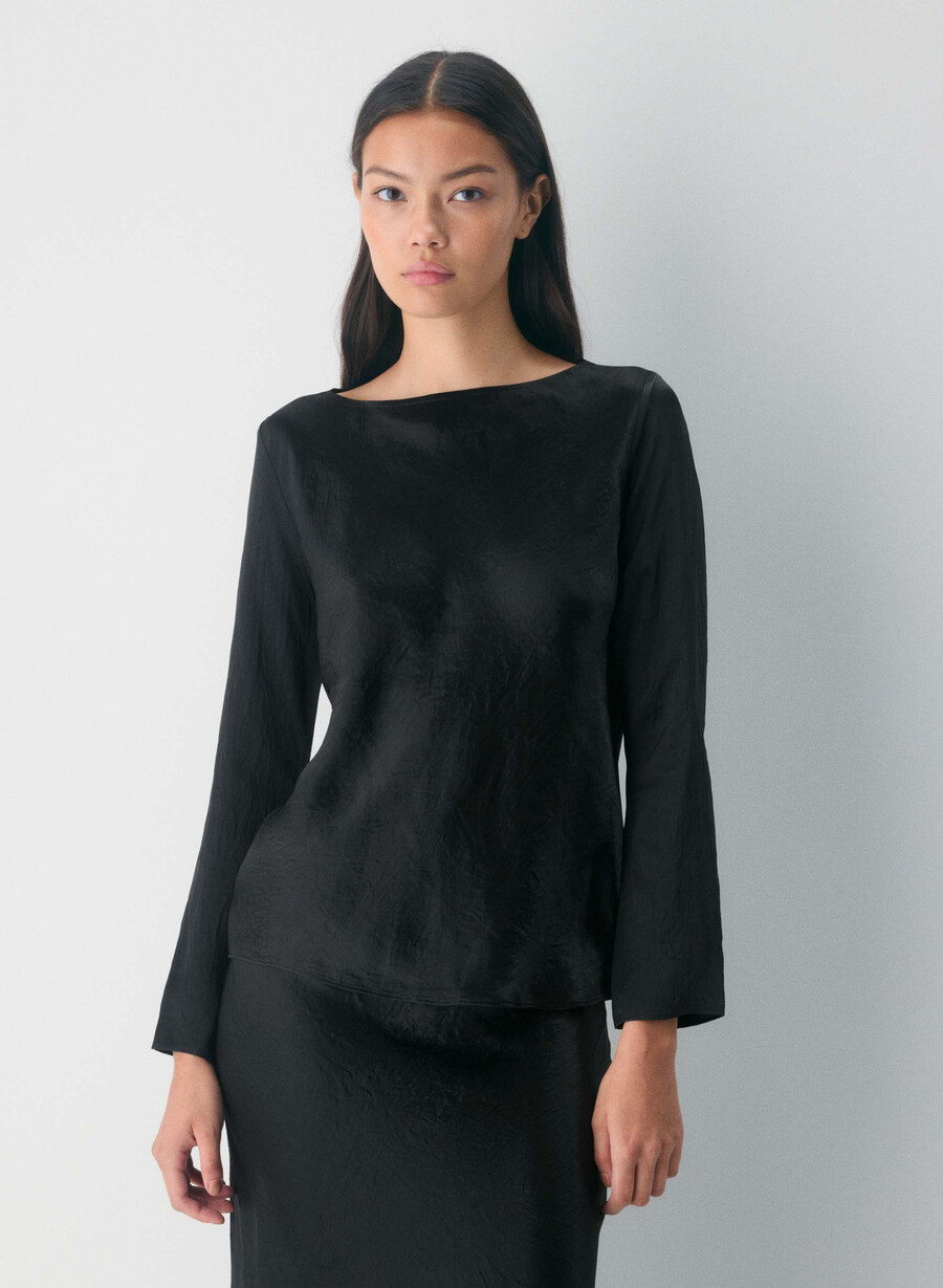 blusa in raso hastings nera