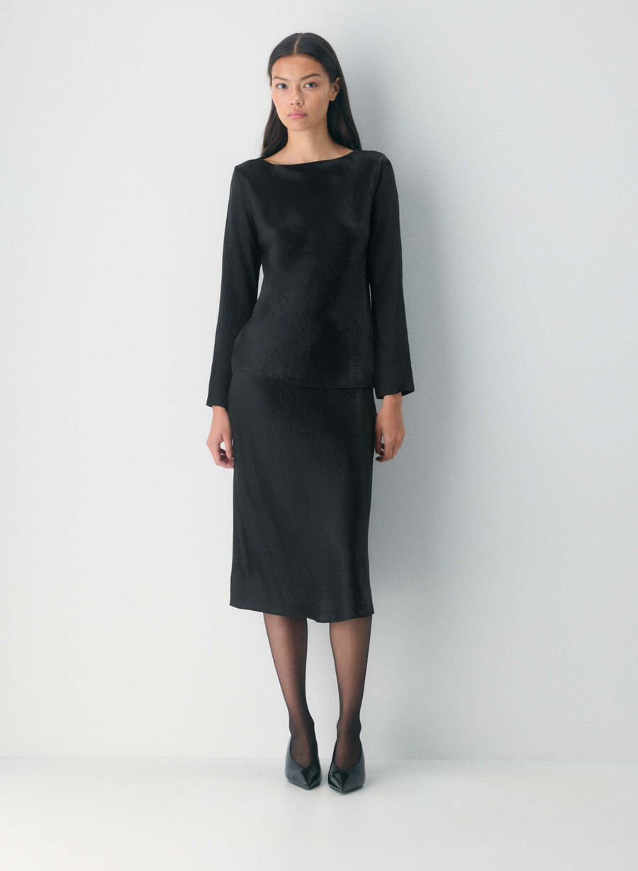 blusa in raso hastings nera