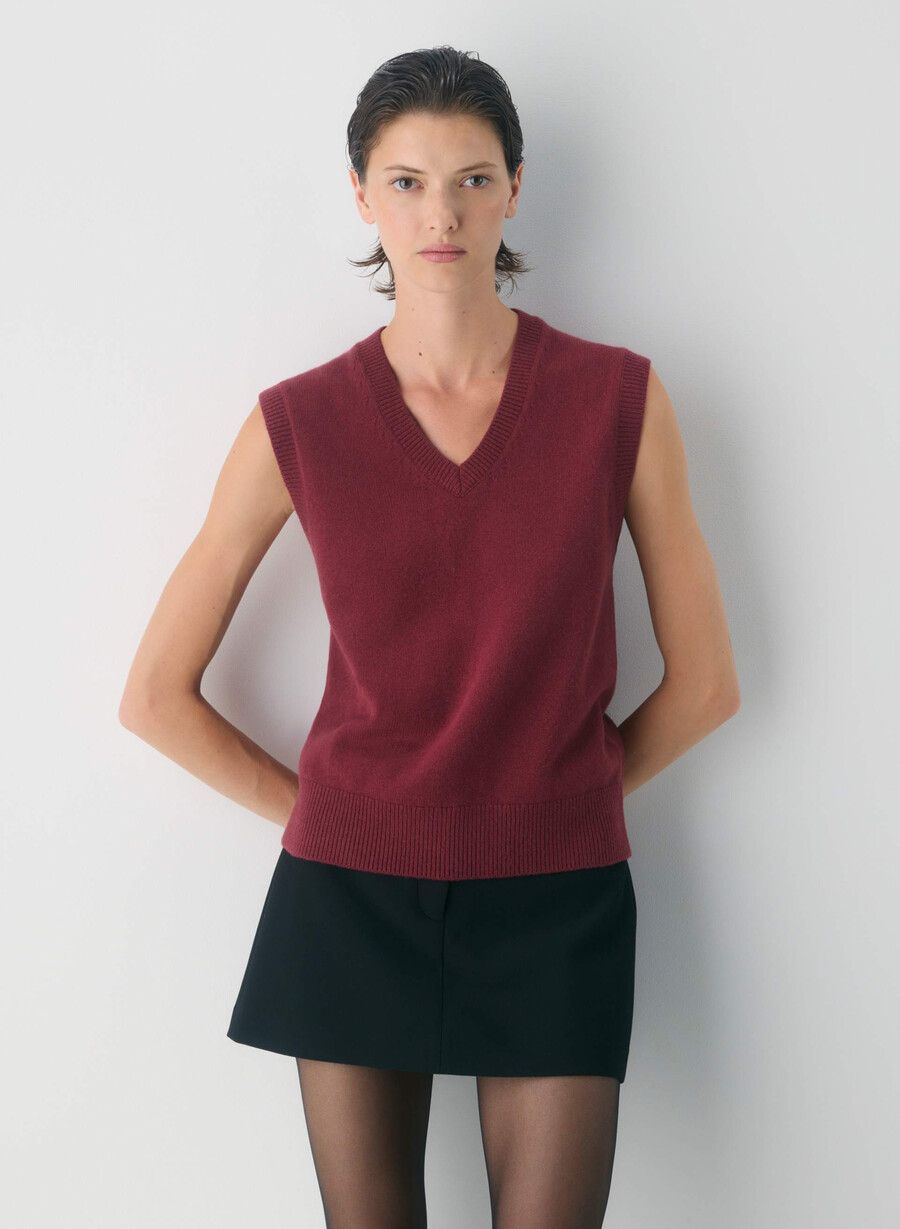 gilet in lana merino session cordovan