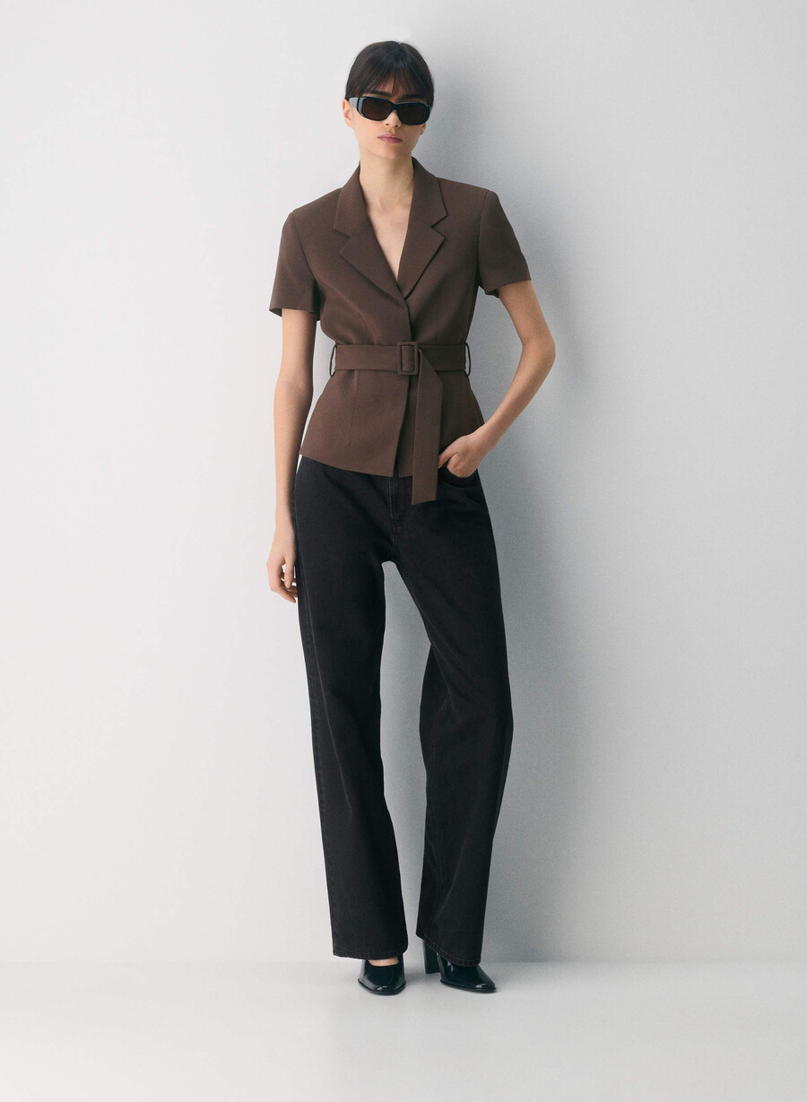 giacca brynn - sway crepe rich mocha brown