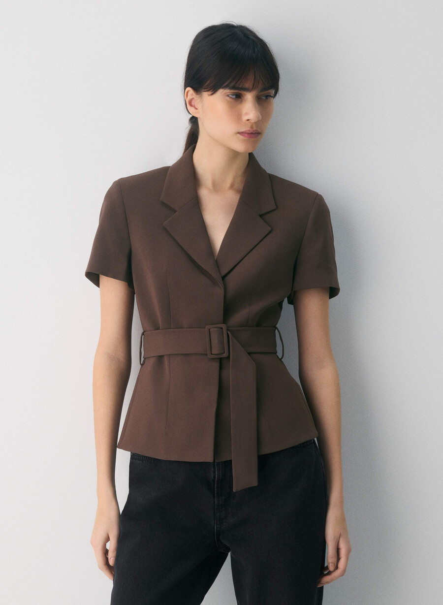 giacca brynn - sway crepe rich mocha brown