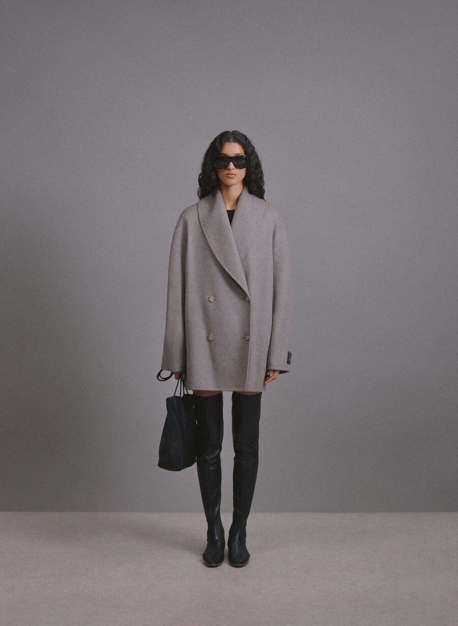 cappotto double-face mezzanine - luxe rewool heather matte pearl