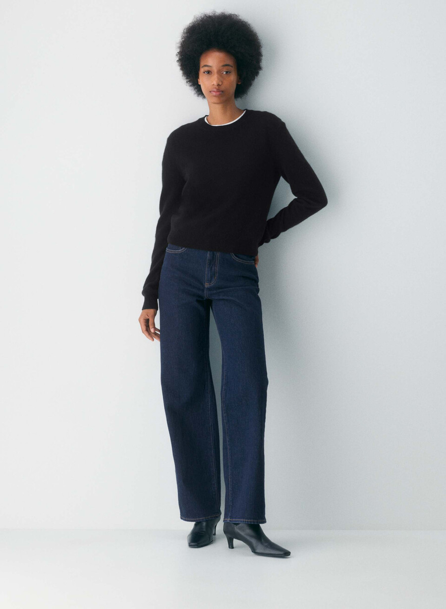denim forum remy hi-rise wide jean no-stress blu scuro