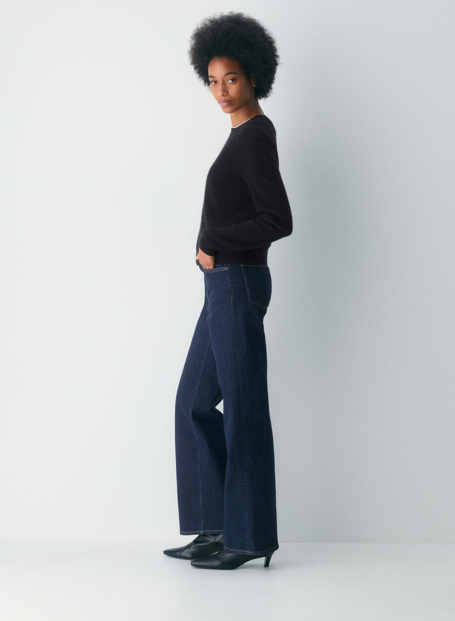 denim forum remy hi-rise wide jean no-stress blu scuro