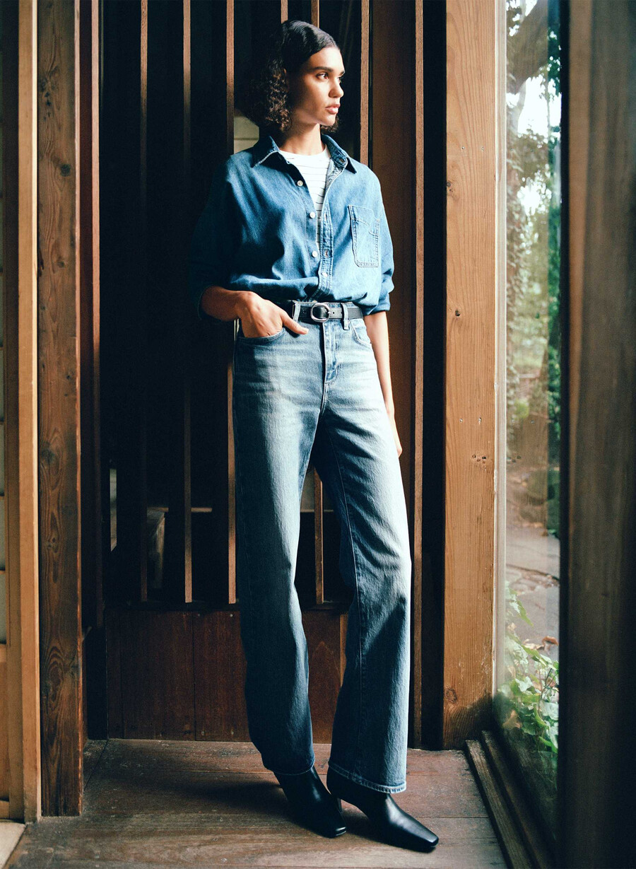 denim forum remy hi-rise wide jean vintage blu medio