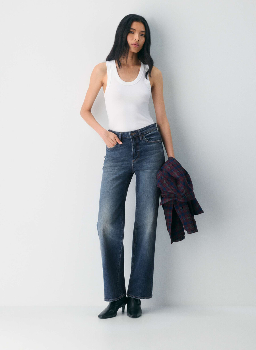 denim forum remy hi-rise wide jean vintage blu scuro