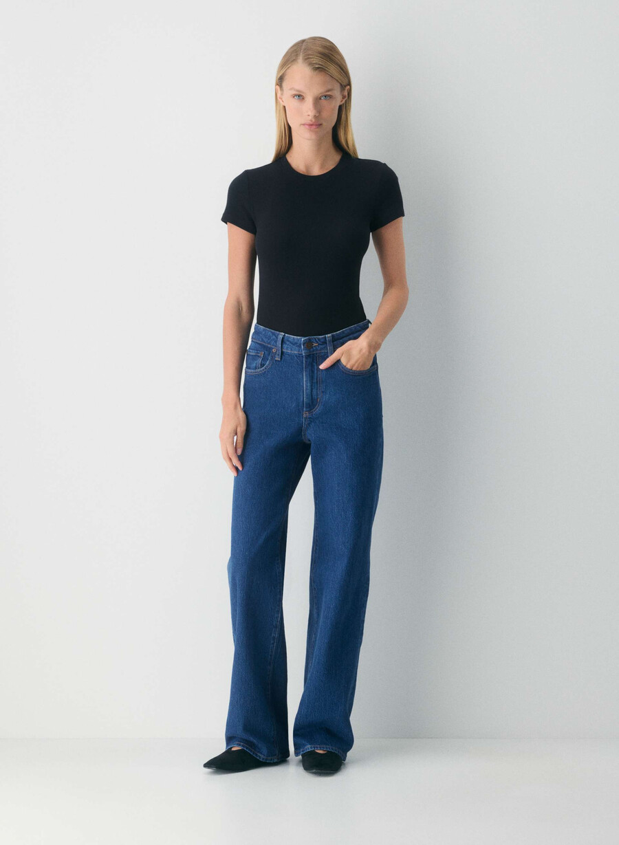 denim forum remy hi-rise wide jean blu medio vero