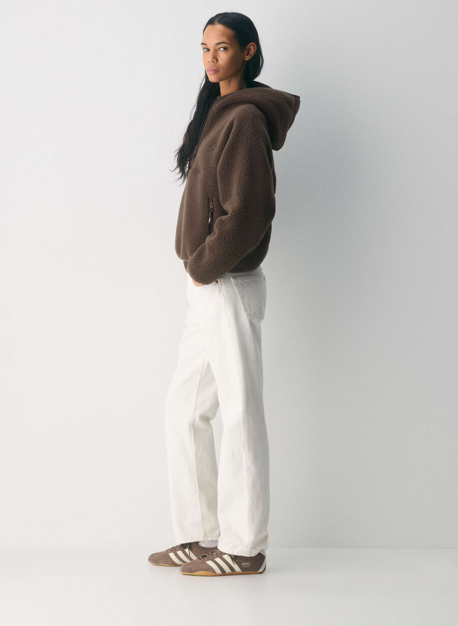 felpa con cappuccio e zip a 12 pollici polartec thermal pro marrone mocha ricco