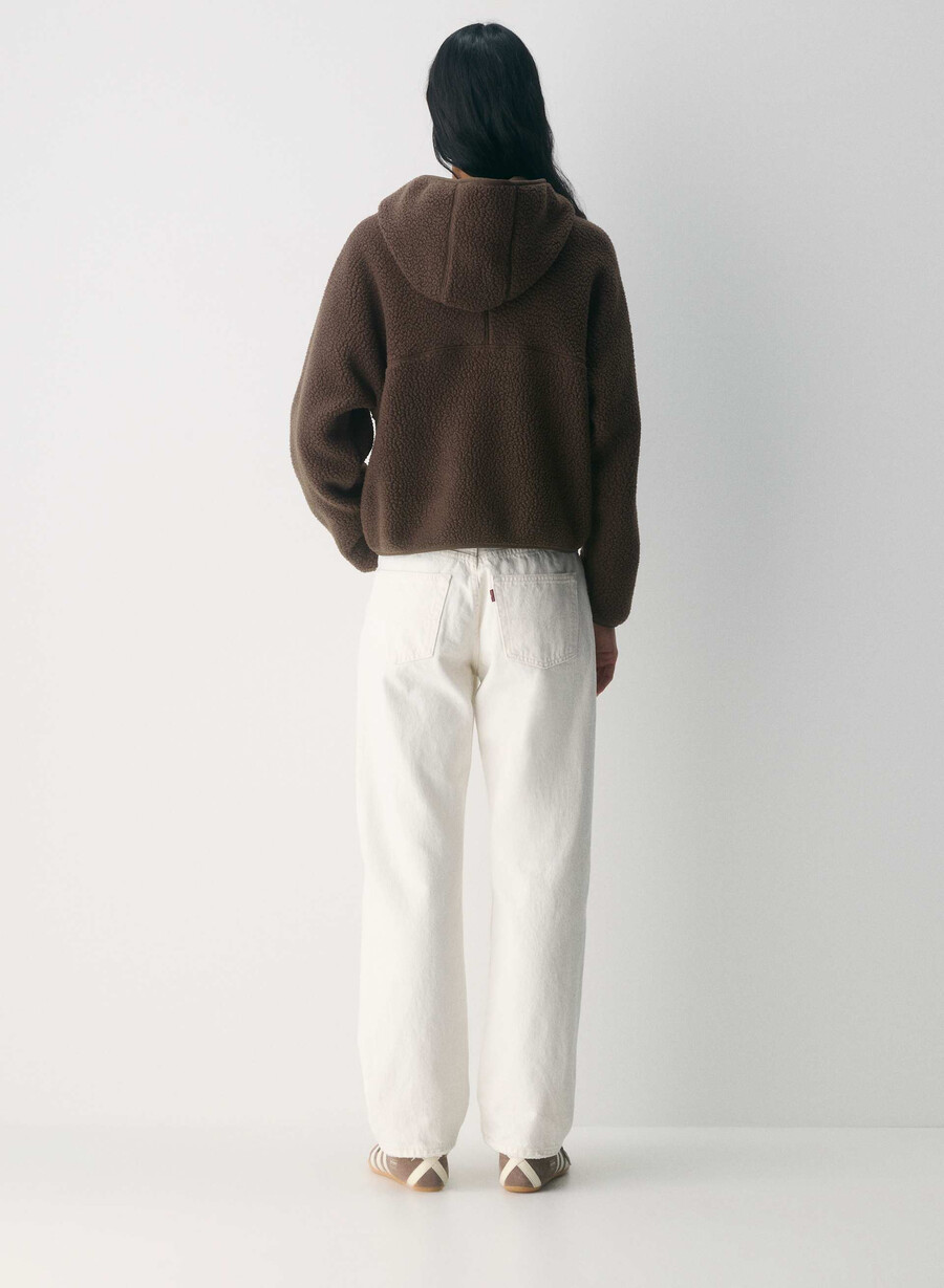 felpa con cappuccio e zip a 12 pollici polartec thermal pro marrone mocha ricco