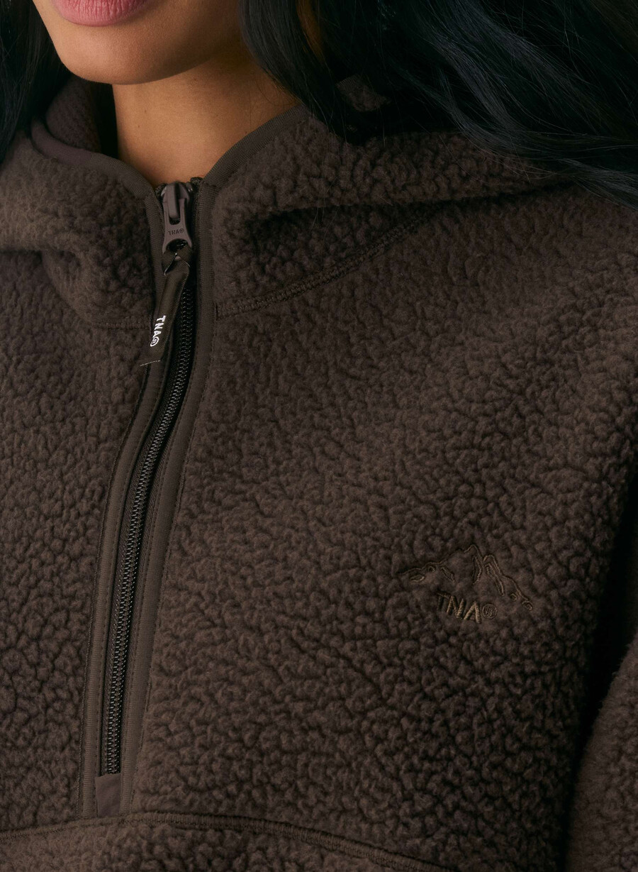 felpa con cappuccio e zip a 12 pollici polartec thermal pro marrone mocha ricco
