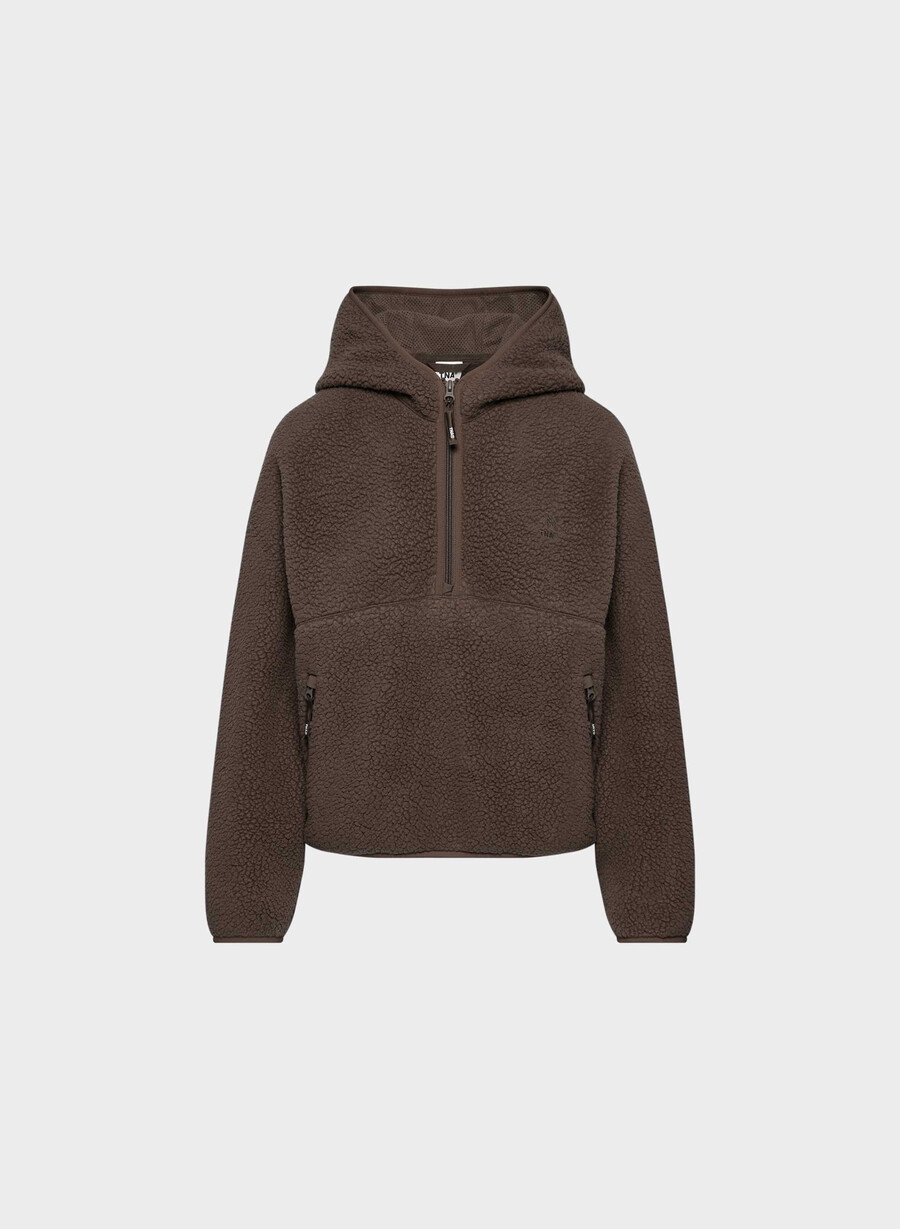 felpa con cappuccio e zip a 12 pollici polartec thermal pro marrone mocha ricco
