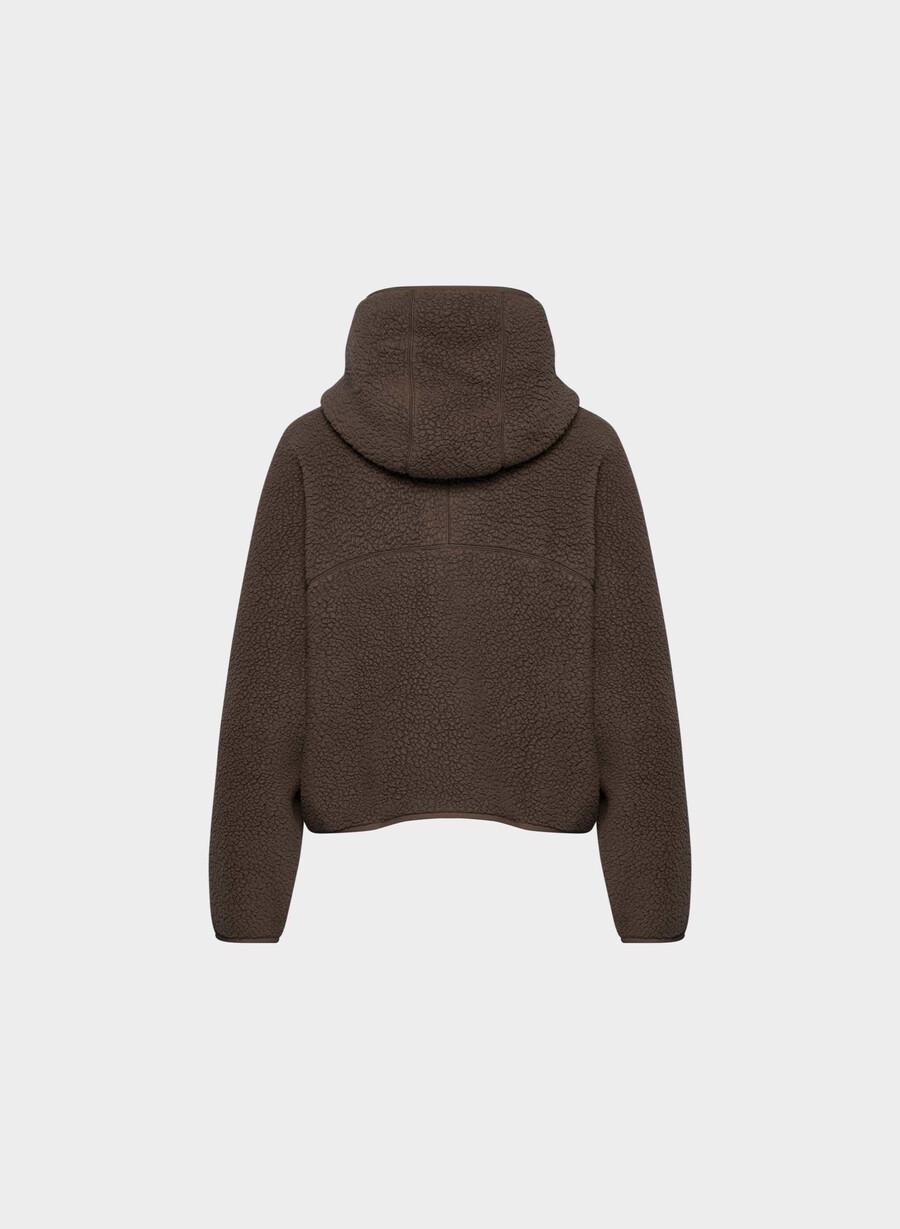 felpa con cappuccio e zip a 12 pollici polartec thermal pro marrone mocha ricco