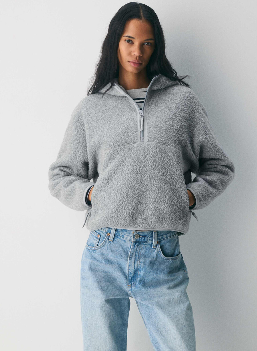felpa con cappuccio e zip a 12 lati polartec thermal pro heather athletic gre