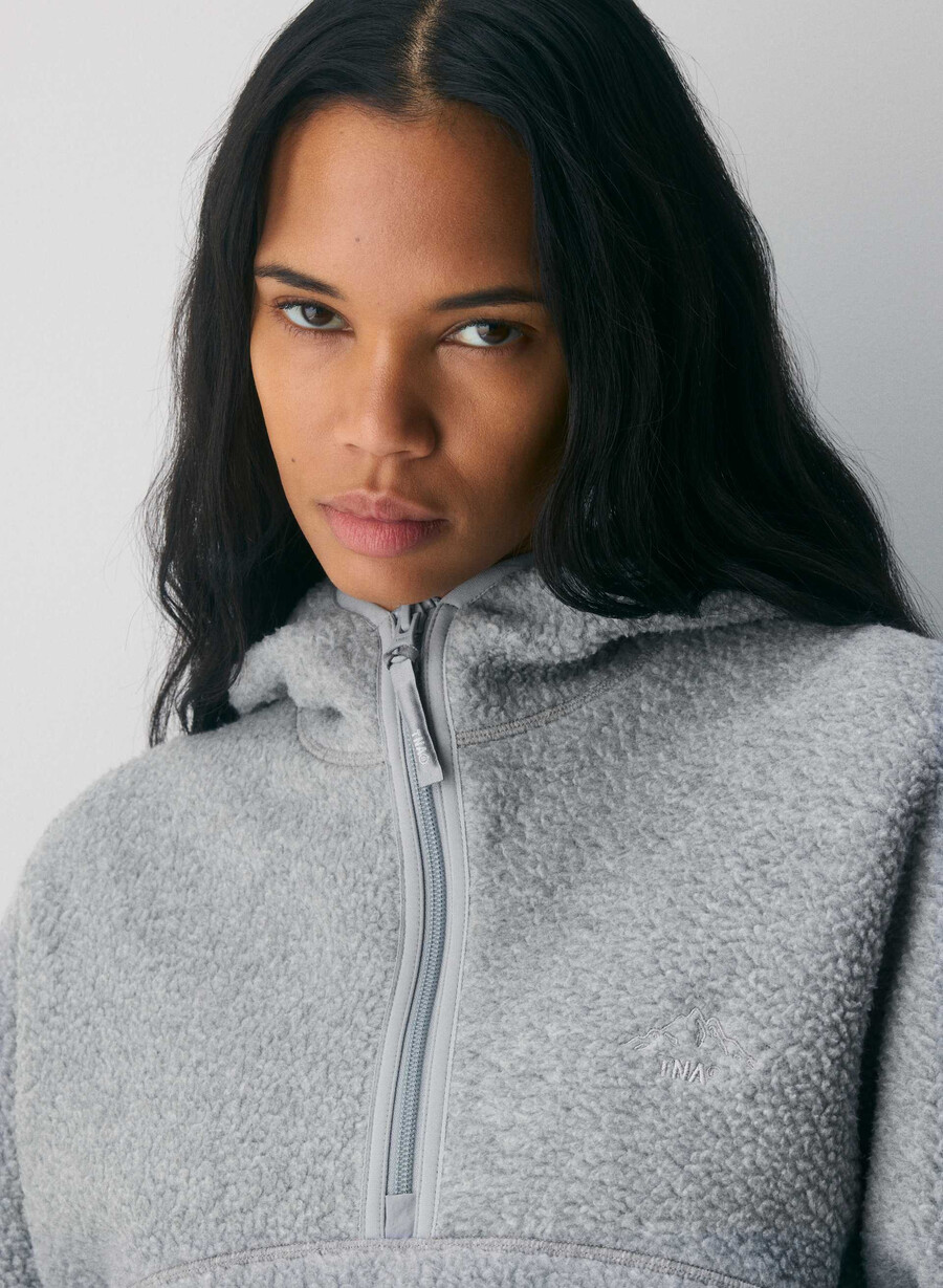 felpa con cappuccio e zip a 12 lati polartec thermal pro heather athletic gre