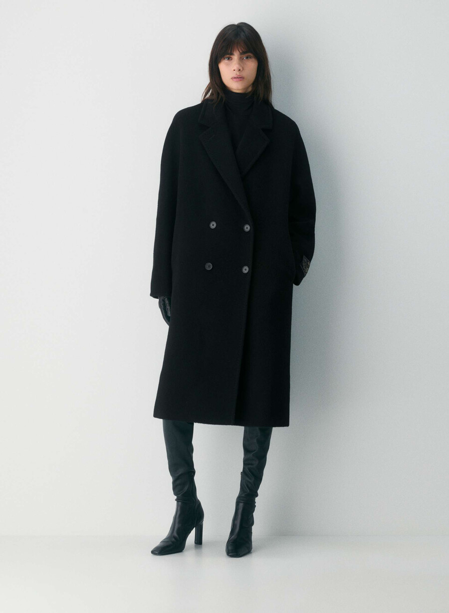 cappotto the slouch - lana recamel nero