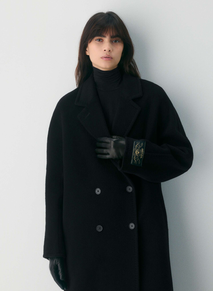 cappotto the slouch - lana recamel nero