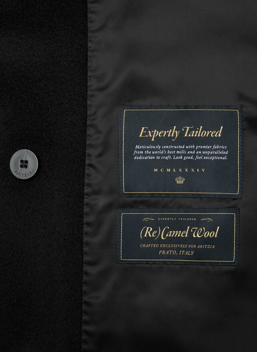 cappotto the slouch - lana recamel nero
