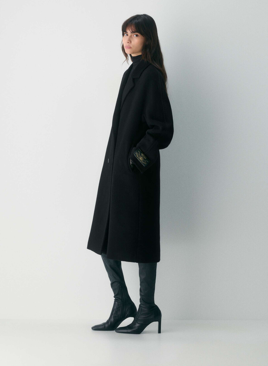 cappotto the slouch - lana recamel nero