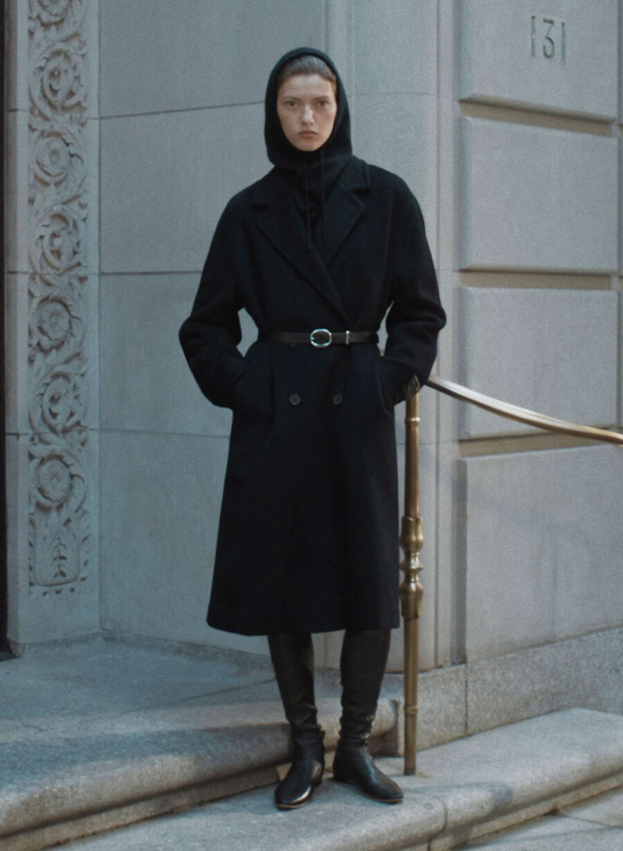 cappotto the slouch - lana recamel nero