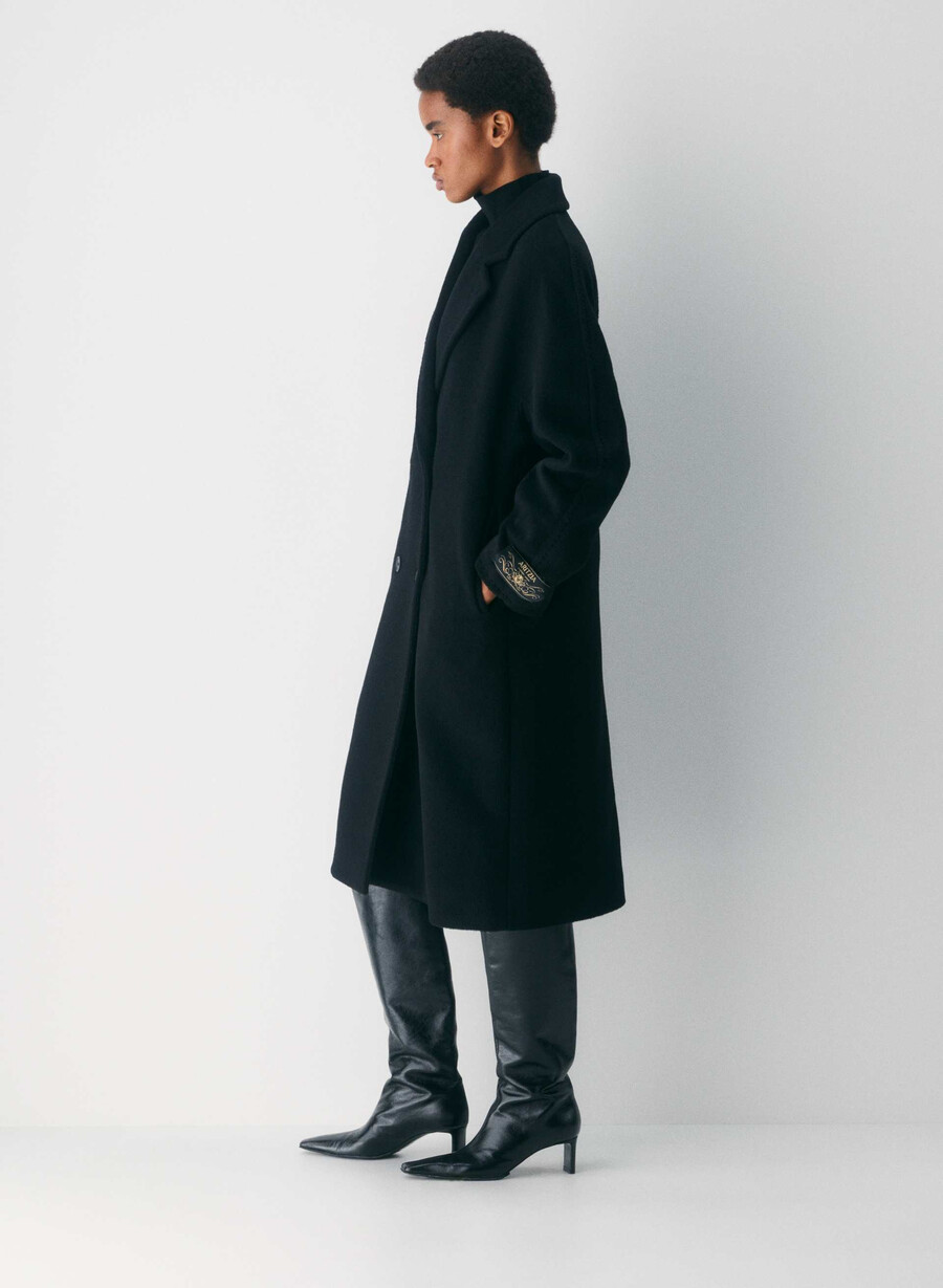 cappotto the slouch - morbido cashmere in lana nero